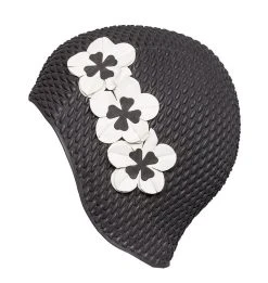 Bonnet De Bain Gaufré BUBBLE CAP FLEURI NOIR FASHY
